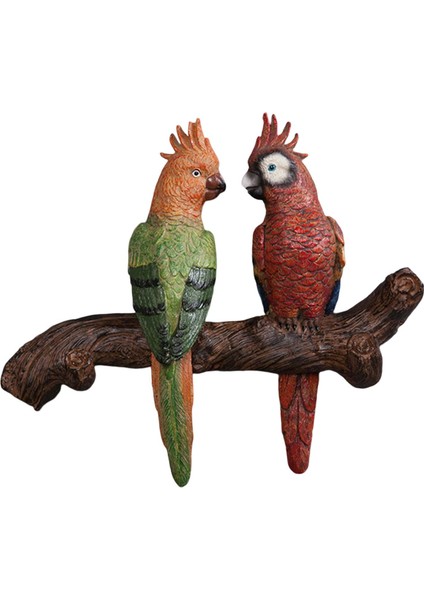 Papağan Heykeli Duvar Dekor Kuş Heykelcik Duvar Sanatı Duvar Heykel Yatak Odası Için 2COLORFUL25X5.5X22CM (Yurt Dışından)