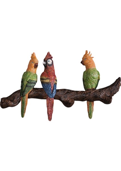 Papağan Heykeli Duvar Dekor Kuş Heykelcik Duvar Sanatı Duvar Heykel Yatak Odası Için 3 Renkli 39X22.5 cm (Yurt Dışından)