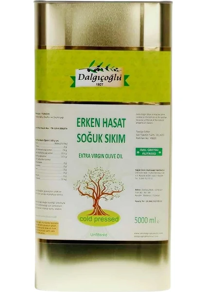 Naturel Sızma Zeytinyağı Erken Hasat Filtresiz 5 Lt