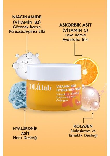 Olalab Aydınlatıcı Nemlendirici Leke ve C Vitaminli Krem 50 ml