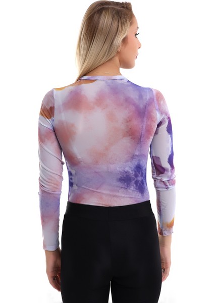 Kadın Bisiklet Yaka Uzun Kollu Altı Çıt Çıtlı Tül Body 7001-461-0006 fırsatları