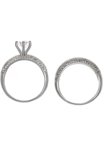 Kadın Ikili Şık Gümüş Yüzük modelleri