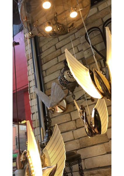 Üçlü Sarkıt Gold Renk Kuğu LED Avize fiyatları