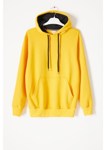 Sarı Kanguru Cepli Kapüşonlu Unisex Çocuk Sweatshirt 16786