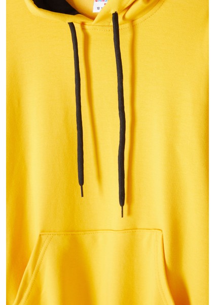 Sarı Kanguru Cepli Kapüşonlu Unisex Çocuk Sweatshirt 16786