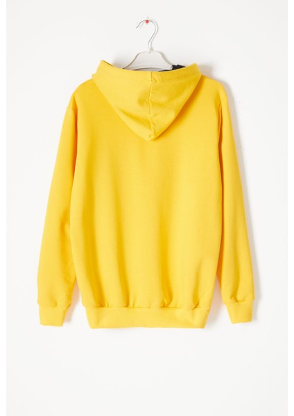 Sarı Kanguru Cepli Kapüşonlu Unisex Çocuk Sweatshirt 16786