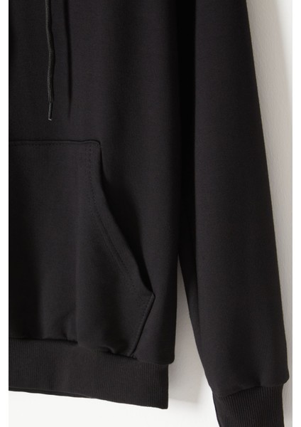 Siyah Kanguru Cepli Kapüşonlu Unisex Çocuk Sweatshirt 16780 modelleri