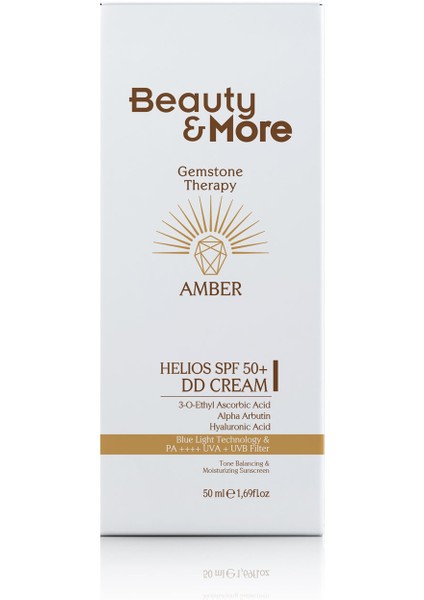 Amber Helios Spf 50+ DD Krem Formlu Güneş Kremi 50 ml Ethyl Ascorbic Acid+ Alpha Arbutin + Hyaluronic Acid + Amber Powder
