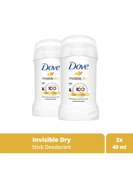 Kadın Stick Deodorant Invisible Dry 1/4 Nemlendirici Krem Etkili 40 ml x2