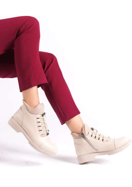 Kadın Cesi Krem Streç ve Bağcık Tedaylı Bilek Boy Termo Taban Bot fiyatları