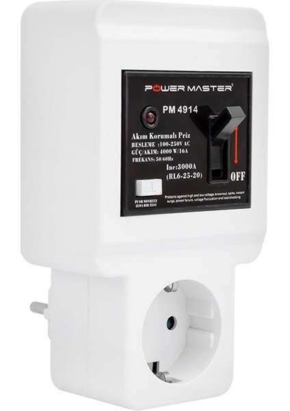 PM-4914 220 Volt - 16 Amper Tekli Akım Korumalı Sigortalı Priz