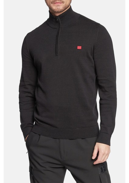 % 100 Organik Pamuk Fermuarlı Yaka Logolu Regular Fit Kazak Erkek Sweat 50474164 001