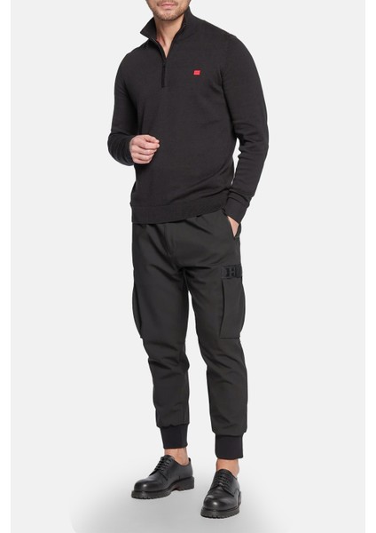 % 100 Organik Pamuk Fermuarlı Yaka Logolu Regular Fit Kazak Erkek Sweat 50474164 001 modelleri