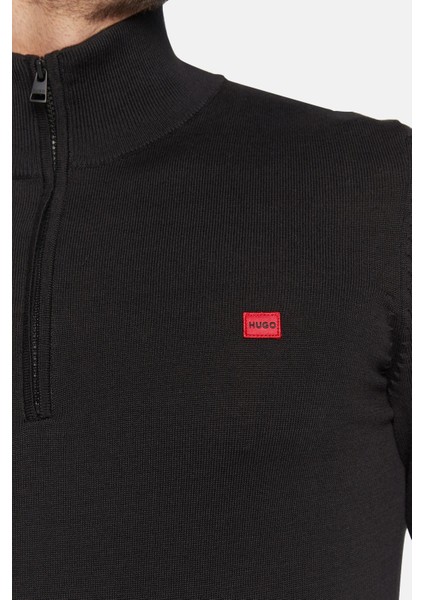 % 100 Organik Pamuk Fermuarlı Yaka Logolu Regular Fit Kazak Erkek Sweat 50474164 001 fırsatları