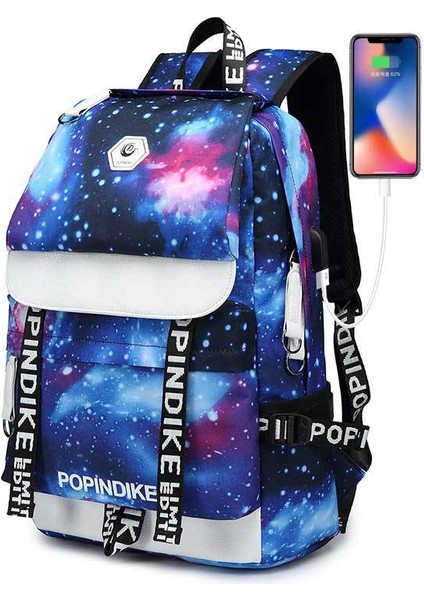 Unisex Için Gündelik Açık Seyahat USB Bilgisayar Sırt Çanta (Yurt Dışından)