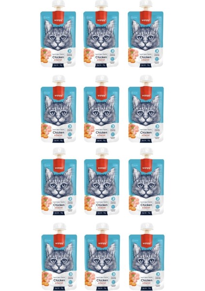 Taze Tavuklu&havuçlu 12LI Kedi Et Ezmesi 90 gr