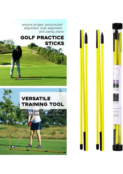2x Golf Hizalama Çubukları Golf Eğ I Katlanabilir Eğ Sarı (Yurt Dışından)
