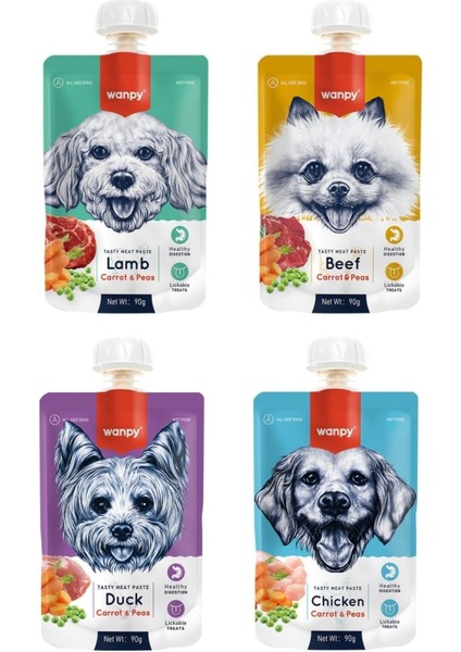 4 Çeşit Karma Taze Köpek Et Ezmesi 90 Gr. x 4 Adet