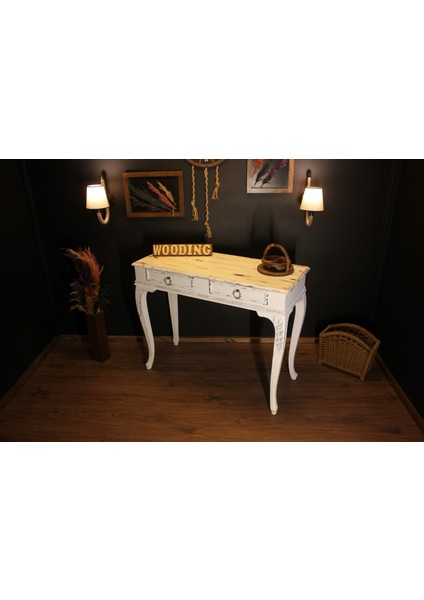 Wooding 120 cm Masif Eskitme Beyaz Oymalı Dresuar fırsatları