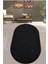 Siyah Fluffy Oval Post Peluş Halı Kaymaz Taban Yumuşacık Yolluk Modern Halı 1