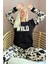 Siyah Benek Wild Desenli Kadın Peluş Pijama Takımı 1