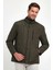 Erkek Yeşil Standart Fit Normal Kesim Içi Kürklü Dik Yaka Çıtçıtlı Dolgulu Desenli Overcoat 1
