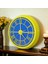 Sarı Lacivert Metal Çerçeveli Salon Otel Ofis Duvar Saati 40 cm Camsız 1