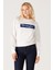 Relaxed Fit Geniş Kesim %100 Pamuk Bisiklet Yaka Beyaz Sweatshirt 1