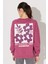 Oversize Fit Geniş Kesim Bisiklet Yaka Şardonlu Koyu Pembe Sweatshirt 1