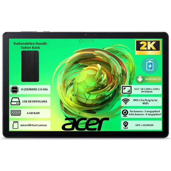 Acer Iconia Tab P10 4 GB Ram 128 GB 10.4 2k (2000 x 1200 ) IPS Yeni Nesil Android Tablet NT.LFSEY.001