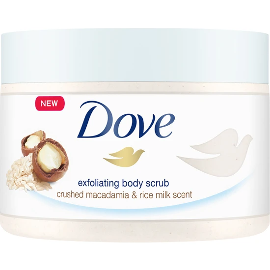 Dove Vücut Peelingi Macademia Fındığı & Pirinç Sütü 225 ml