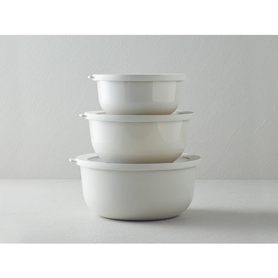 English Home Adora Plastik 3'lü Saklama Kabı 18-21-25 cm Bej