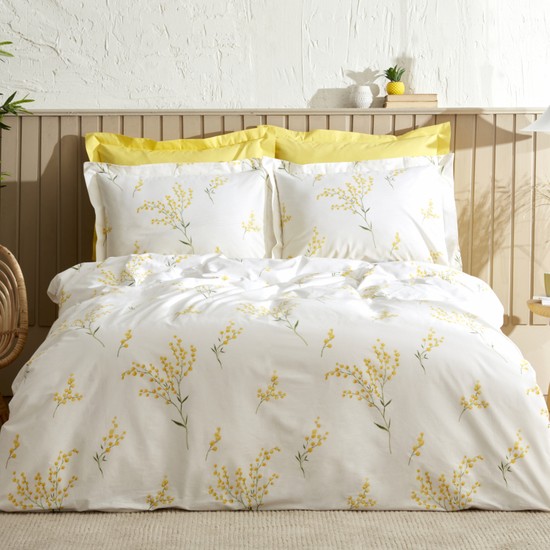Karaca Home Loretta %100 Pamuk Çift Kişilik Nevresim Takımı Sarı Desenli