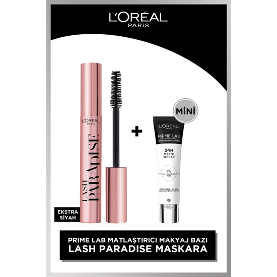 L'oréal Paris Lash Paradise Intense Black Ekstra Siyah Maskara & L'oreal Cosmetics Mini Prime Lab