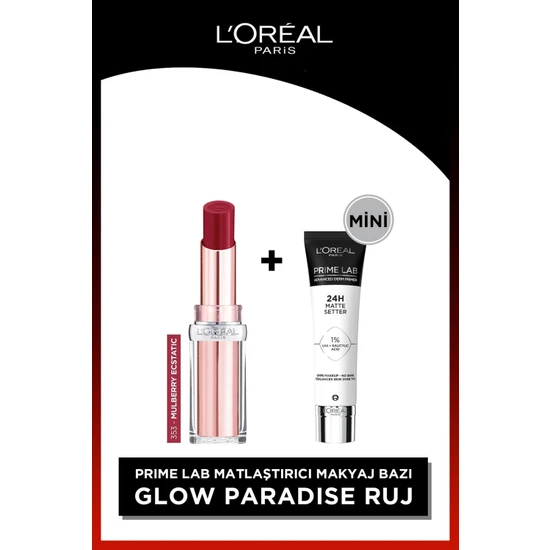 L'oréal Paris Glow Paradise Balm-In-Lipstick - Işıltı Veren Ruj 353 Mulberry Ecstatic & L'oreal Cosmetics Mini Prime Lab