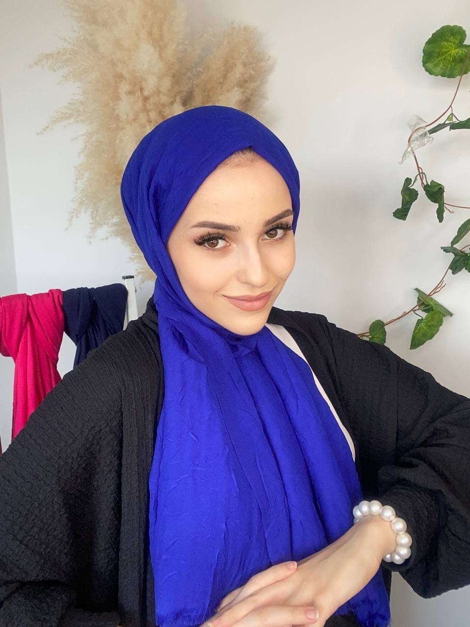 Nil Butik Kadın Pamuklu Şal Kahverengi Düz Desen Ütü Gerektirmeyen Dört Mevsim Kullanıma Uygun