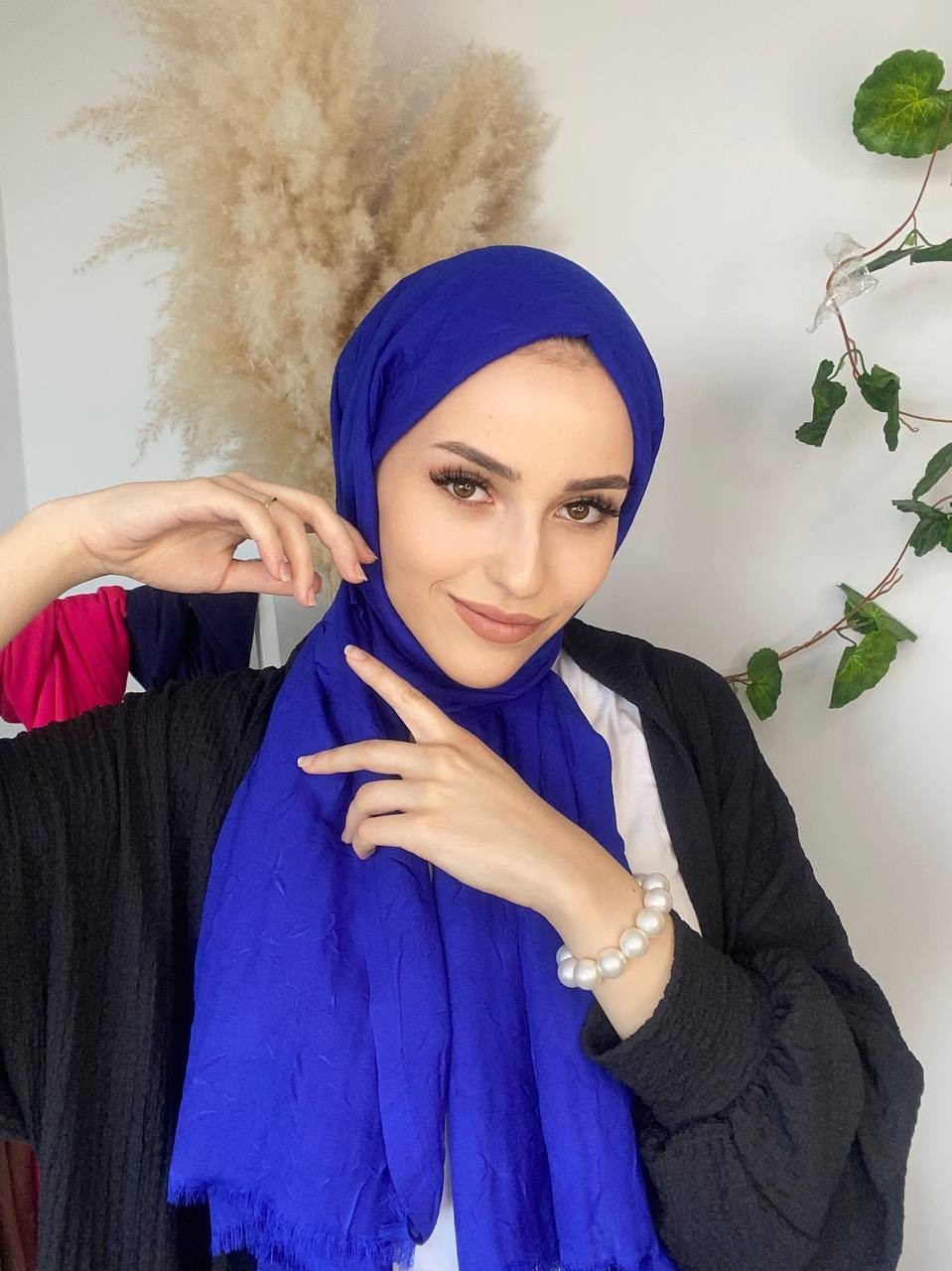 Nil Butik Kadın Pamuklu Şal Kahverengi Düz Desen Ütü Gerektirmeyen Dört Mevsim Kullanıma Uygun görsel 2