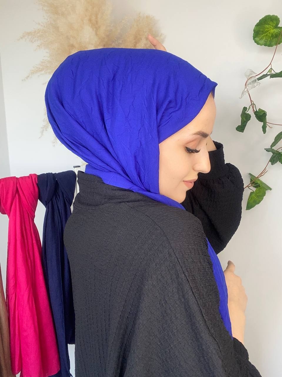 Nil Butik Kadın Pamuklu Şal Kahverengi Düz Desen Ütü Gerektirmeyen Dört Mevsim Kullanıma Uygun görsel 3