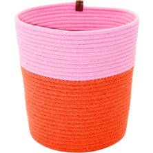Nahıl Pembe Turuncu Hasır Sepet