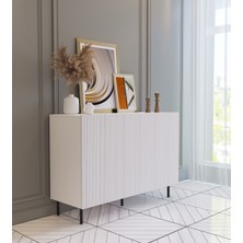 Suba Home Modern Ergonomik 120 cm Beyaz Konsol - Demir Ayaklı Estetik Tasarım