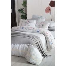 Sarev Eva Bella Gri Tek Kişilik %100 Pamuk Nevresim Takımı ve Pike Seti