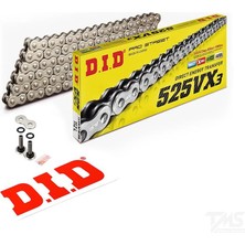 DID 525-116VX3 2012-2022 Kawasaki Klz 1000 Versys Uyumlu Zincir Vx3 Xring Silver (Gümüş)
