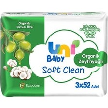 Uni Baby Soft Clean Islak Havlu Organik Zeytinyağlı 3 x 52'li   5  Adet