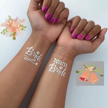 Dizayn Parti Evi Bride To Be 1 Bride 10 Team Bride Gold Renkli Altın Sarısı Geçici Dövme