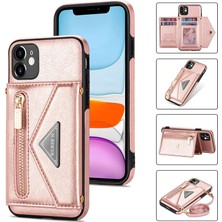 Fybang Cüzdan iPhone 11 Için Kordon Askılı Telefon Kılıfı Kredi Kartı Tutacağı Crossbody, Pu Deri Koruyucu Çanta Fermuarlı Çanta Çubuğu Kapak Kadın Kız (Gül Altın) (Yurt Dışından)