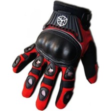 Ebakbak  Motosiklet Eldiveni Korumalı Neopren Kumaş Kırmızı Motor Eldiveni