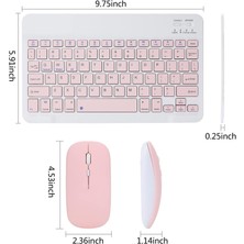 Valkyrie Bluetooth Ios Ipad Android Windows Uyumlu Klavye Mouse Seti - Sessiz - Şarjlı - Combo - Ultra Ince - Türkçe - Kablosuz Pembe