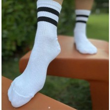 Airsocks 4’lü Siyah Çizgili Beyaz Tenis Çorap