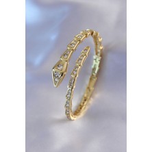 Clariss Yılan Model Gold Renk Kadın Kelepçe Bileklik