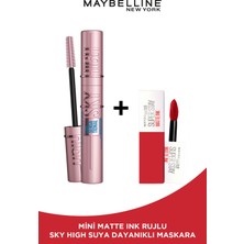 Maybelline New York Lash Sensational Sky High Suya Dayanıklı Waterproof Maskara & Maybelline Mini Matte Ink